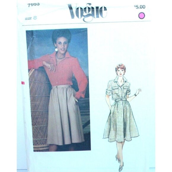 Vogue Sewing Pattern 7999 Blouse Skirt Misses Size 8 - Picture 1 of 2